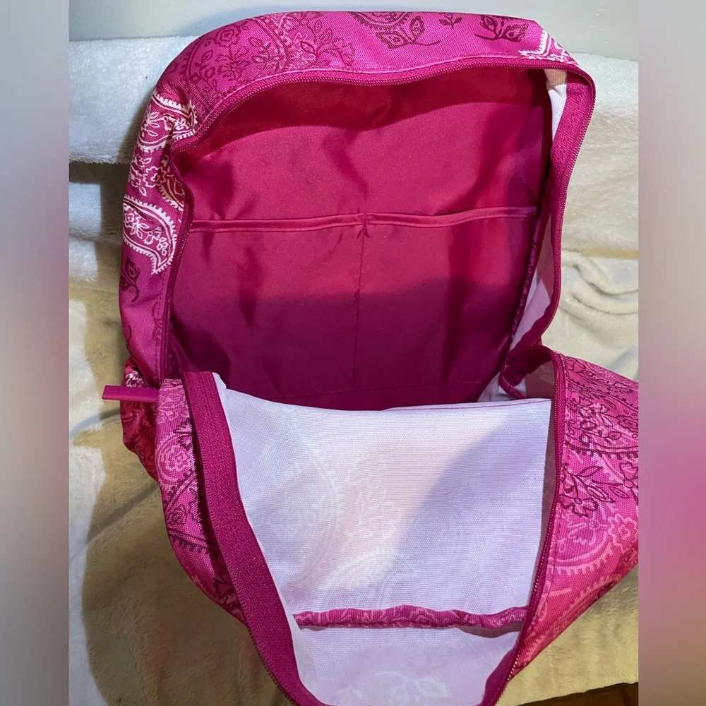 Vera Bradley Pink & White Paisley Print Backpack EUC - Picture 8 of 10